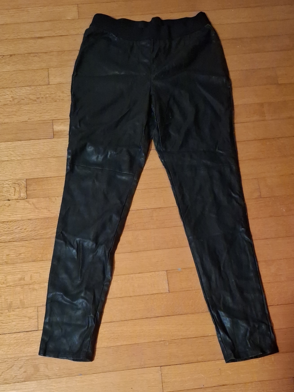 Ann Taylor Black Faux Leather Skinny Jeans